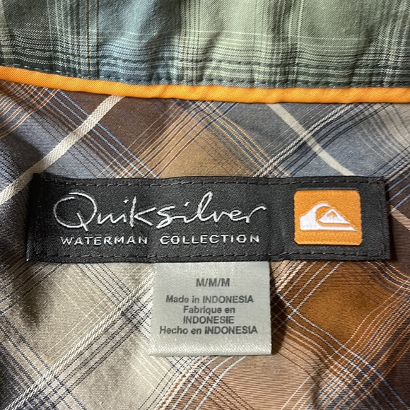 Quicksilver Waterman Collection Plaid Button Down Short Sleeve Shirt Size Med - Picture 4 of 4